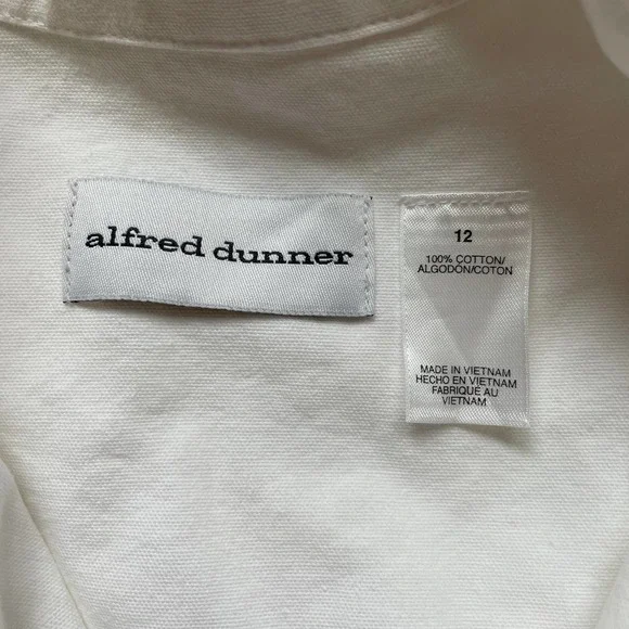 Light Weight Denim Jacket 12 Alfred Dunner White Floral Beaded Cotton Everyday - Picture 7 of 9